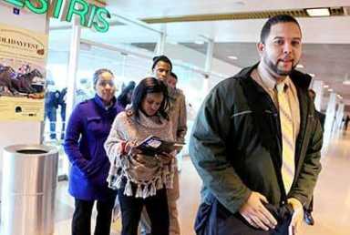 Thousands of job-seekers pack area race track