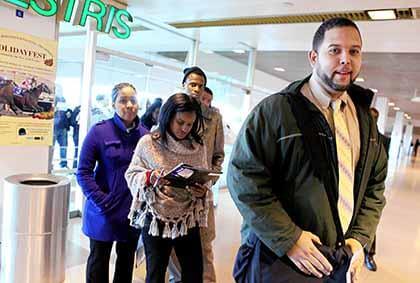 Thousands of job-seekers pack area race track