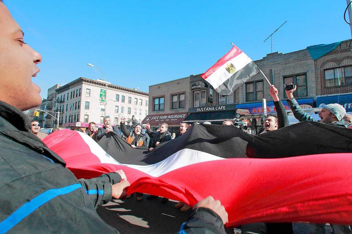 Astorians celebrate resignation of Mubarak