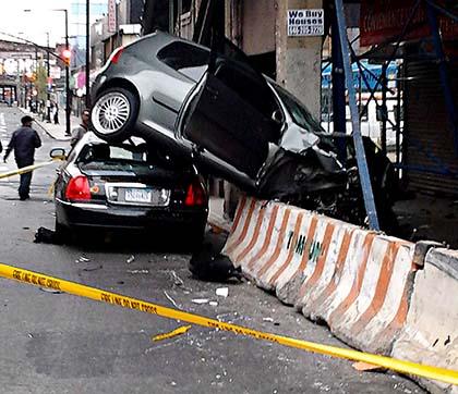 Third car slams into barriers at Queensboro exit