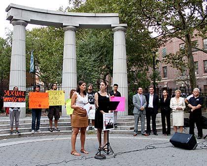 Groping victims hold rally to raise awareness of crime in Astoria