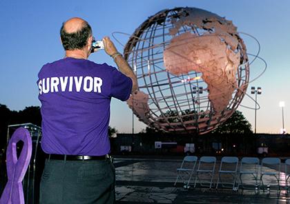 Unisphere lit purple for Relay for Life