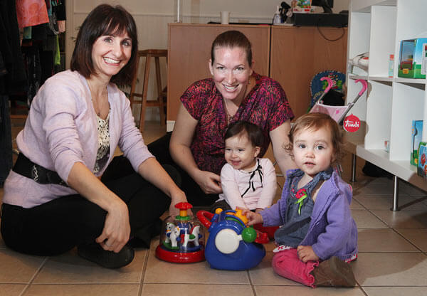 Try on baby fashions at bargain prices