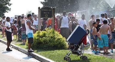 Queens residents keep cool at Fort Totten pool during heat wave