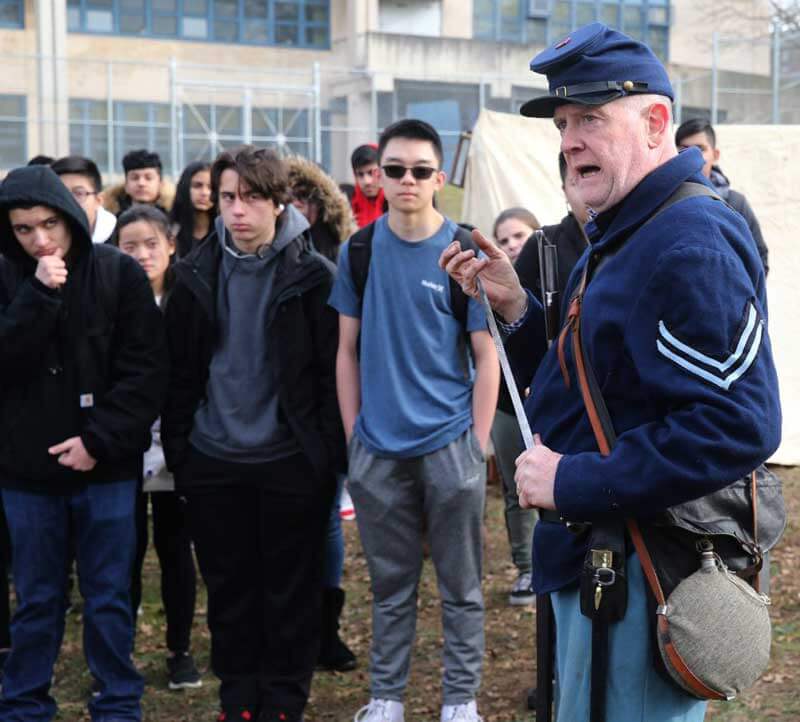 Lively Civil War demonstration enthralls students at Bayside’s Cardozo High School
