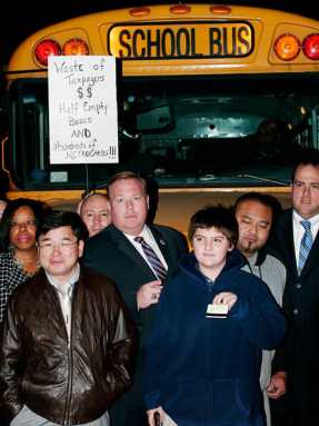 Busless students on the road