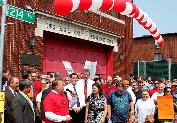 Hundreds protest possible closing of Bayside Firehouse