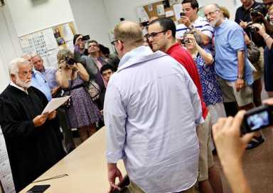 First gay couple to wed in Queens