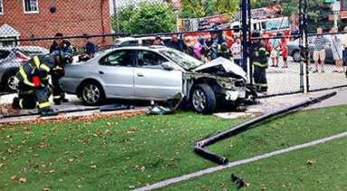 Crash stops softball game