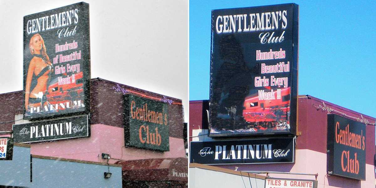 Provocative Rosedale billboard stripper covers up