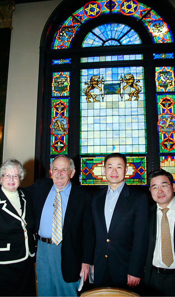 Stained glass adorns Flushing synagogue for holidays