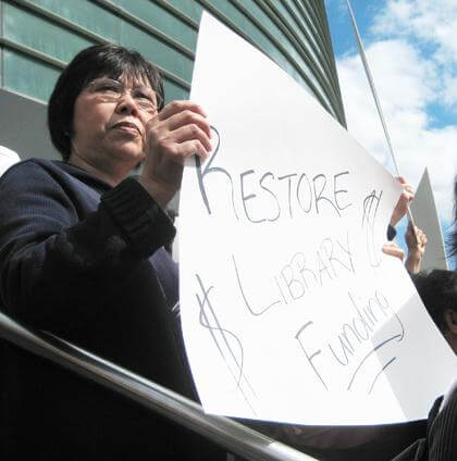 Boro residents protest planned $17M library cuts