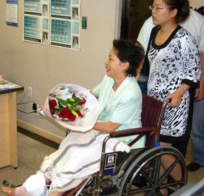 Young on crutches after Flushing bicycle accident