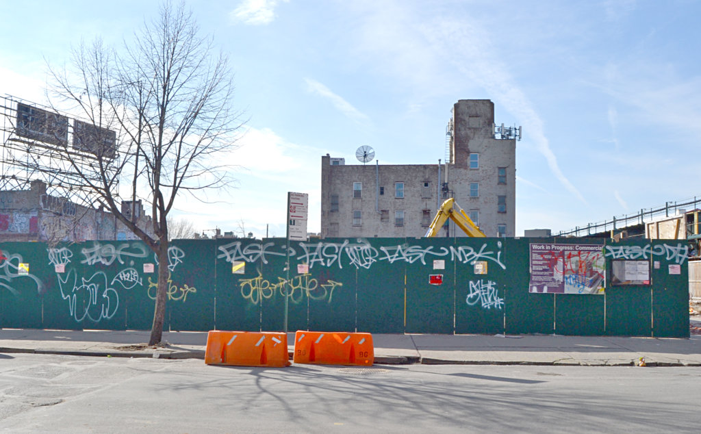 The site of the proposed Ridgewood Tower at the corner of St. Nicholas Avenue and Palmetto Street, as seen in 2017.