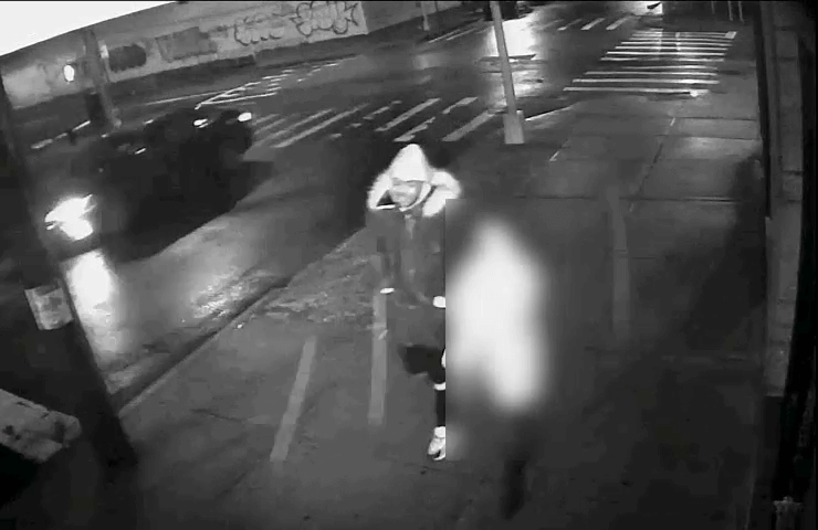 A screenshot of a security camera video showing the suspect in the Feb. 7 rape of a woman in her Ridgewood apartment.