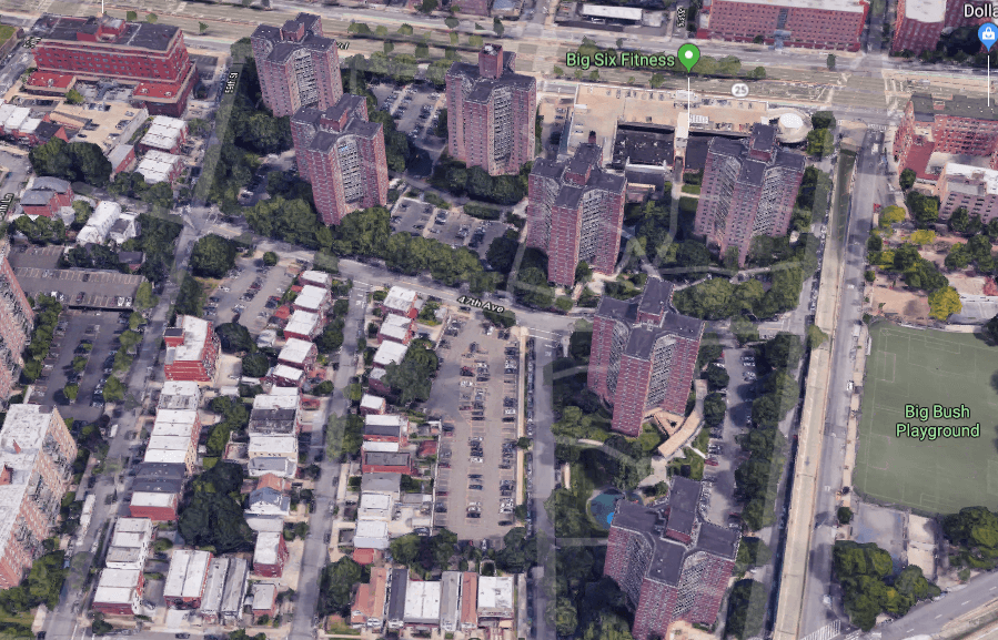 A 3-D map of the Big Six apartment complex in Woodside, part of the Mitchell-Lama program. Photo: Google Maps