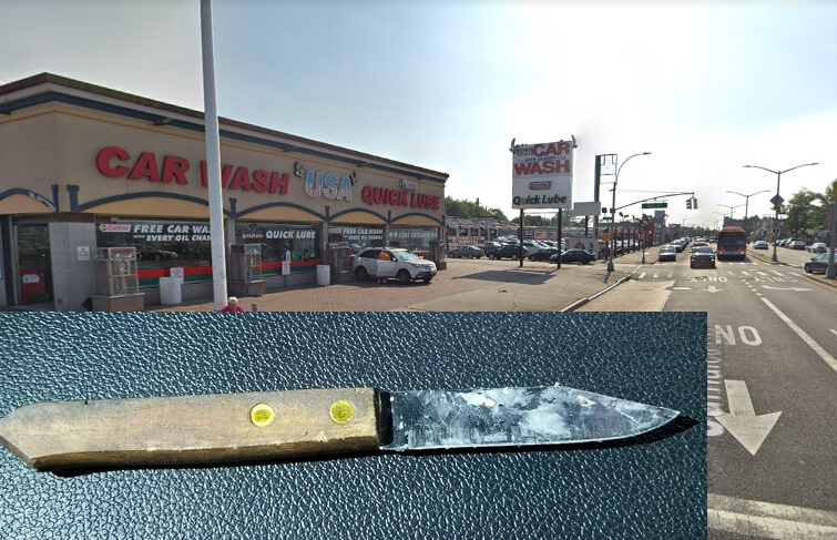 The knife allegedly held by an emotionally disturbed woman who was shot by police at a Queens Village car wash on May 24.