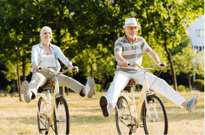 Senior citizens on bikes