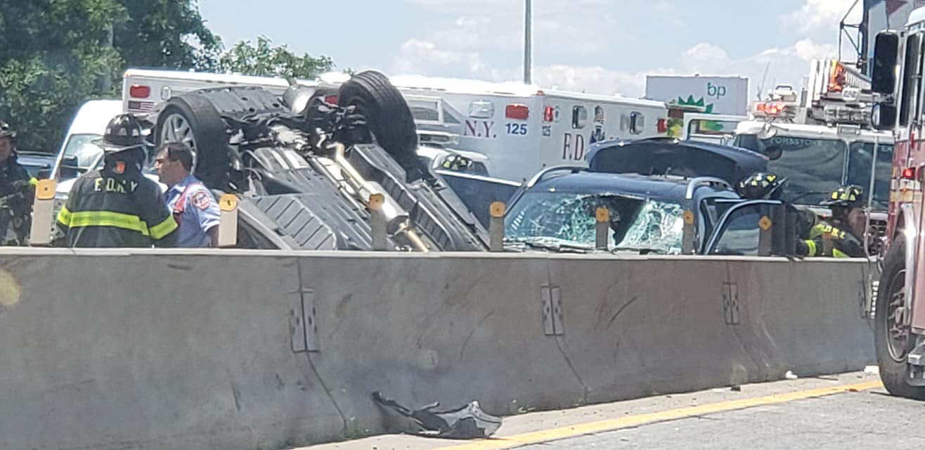 One man died and six others were hurt in a five-car pileup on the Long Island Expressway in Maspeth on June 27.