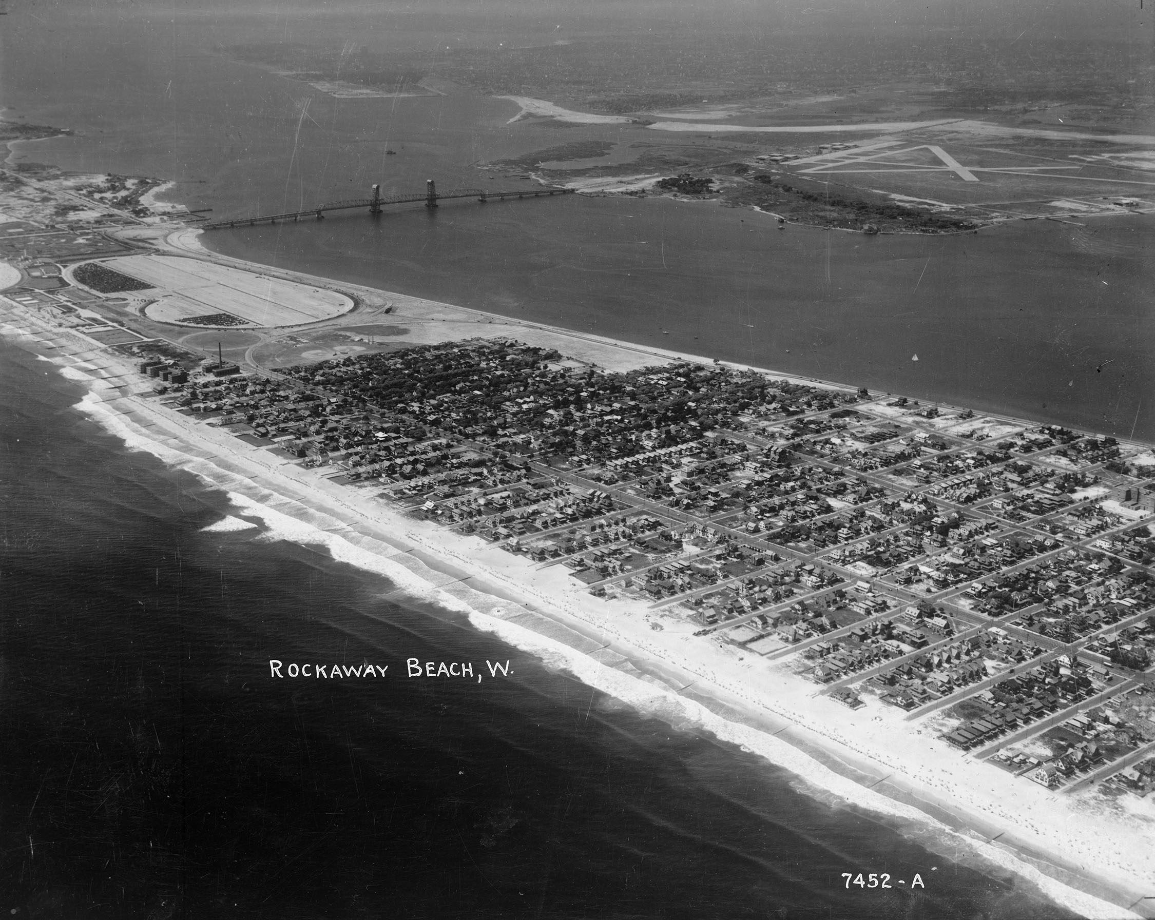 An aerial shot of the Rockaway Peninsula near Riis Park, taken in the 1940s.