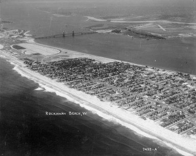 An aerial shot of the Rockaway Peninsula near Riis Park, taken in the 1940s.