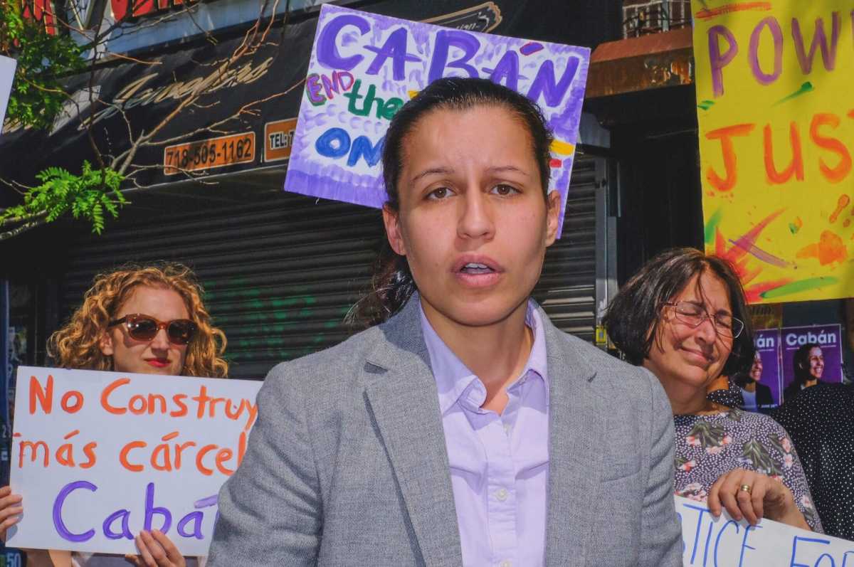Tiffany Cabán on the campaign trail earlier this year.
