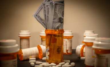 American Currency in a Prescription Drug Bottle