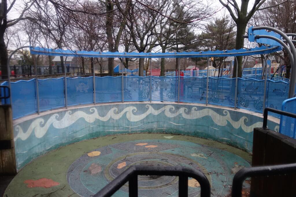 The spray area at the Playground for All Children in Flushing Meadows Corona Park.