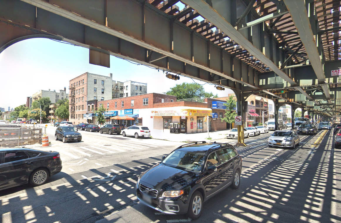 The corner of 31st Street and 31st Avenue in Astoria where a bicyclist was struck by a vehicle on Sept. 3.
