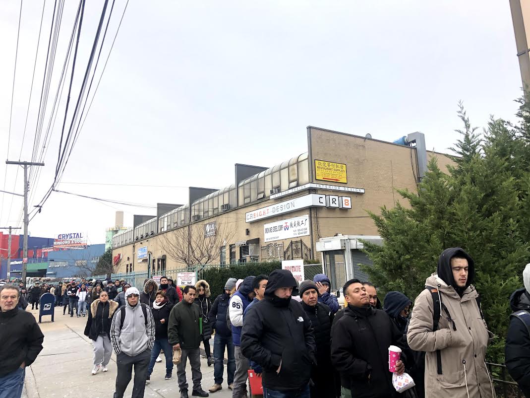 Huge Numbers Of People Line Up Outside Whitestone Dmv As Green