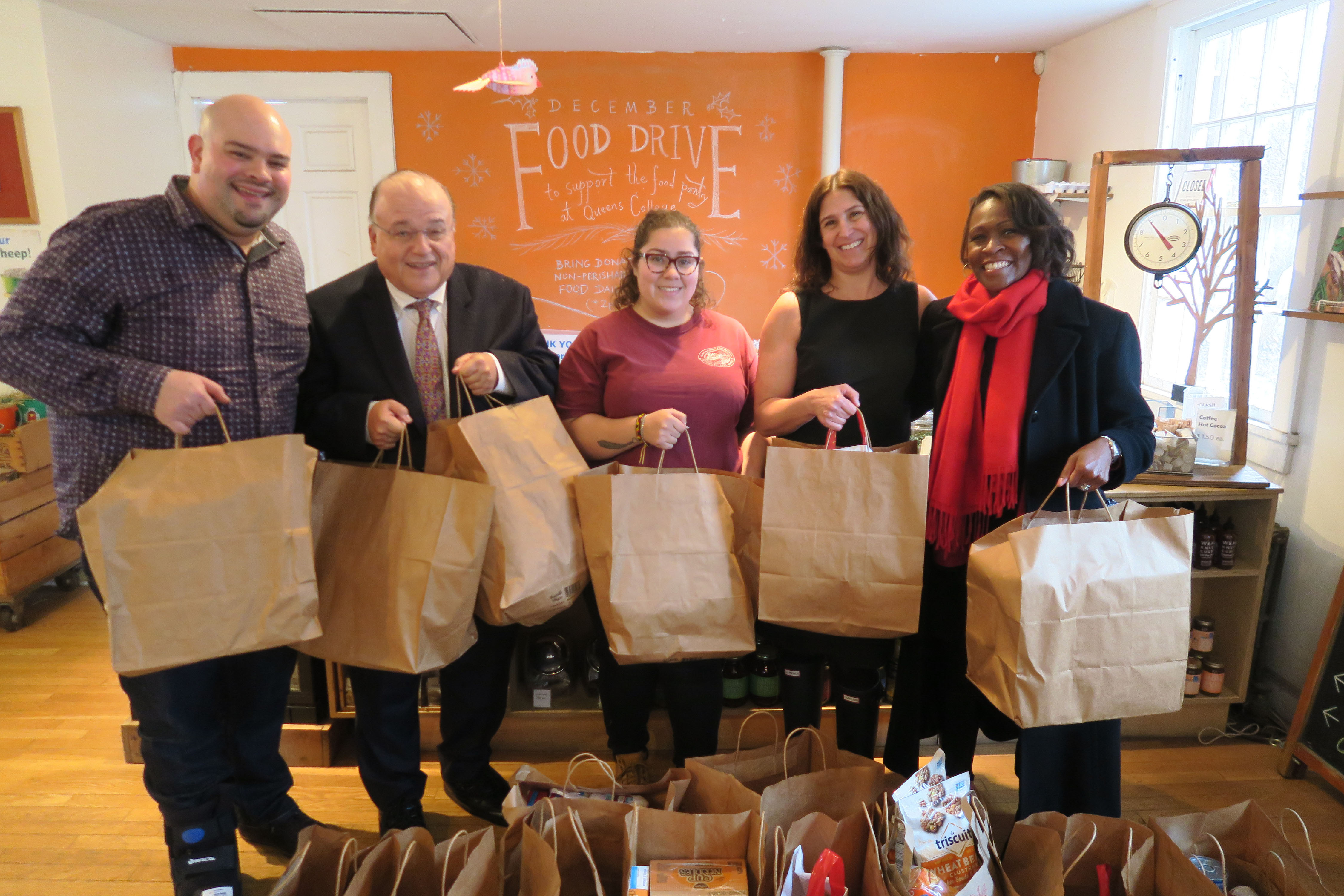 Queens College Receives Food Donation Items From Queens County