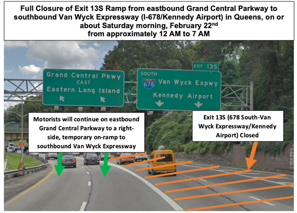 Pair of Exit 13 ramps along the Grand Central Parkway to