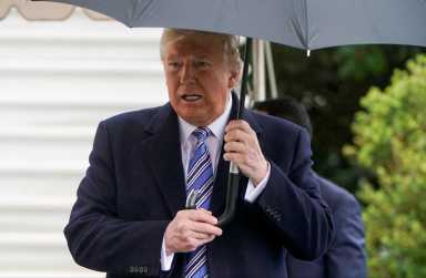 U.S. President Trump departs from the White House in Washington