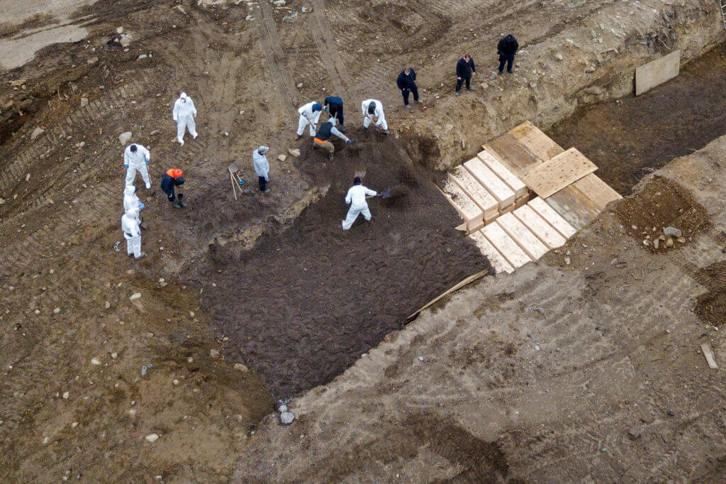 Drone pictures show bodies being buried on New York’s Hart Island amid the coronavirus disease (COVID-19) outbreak in New York City