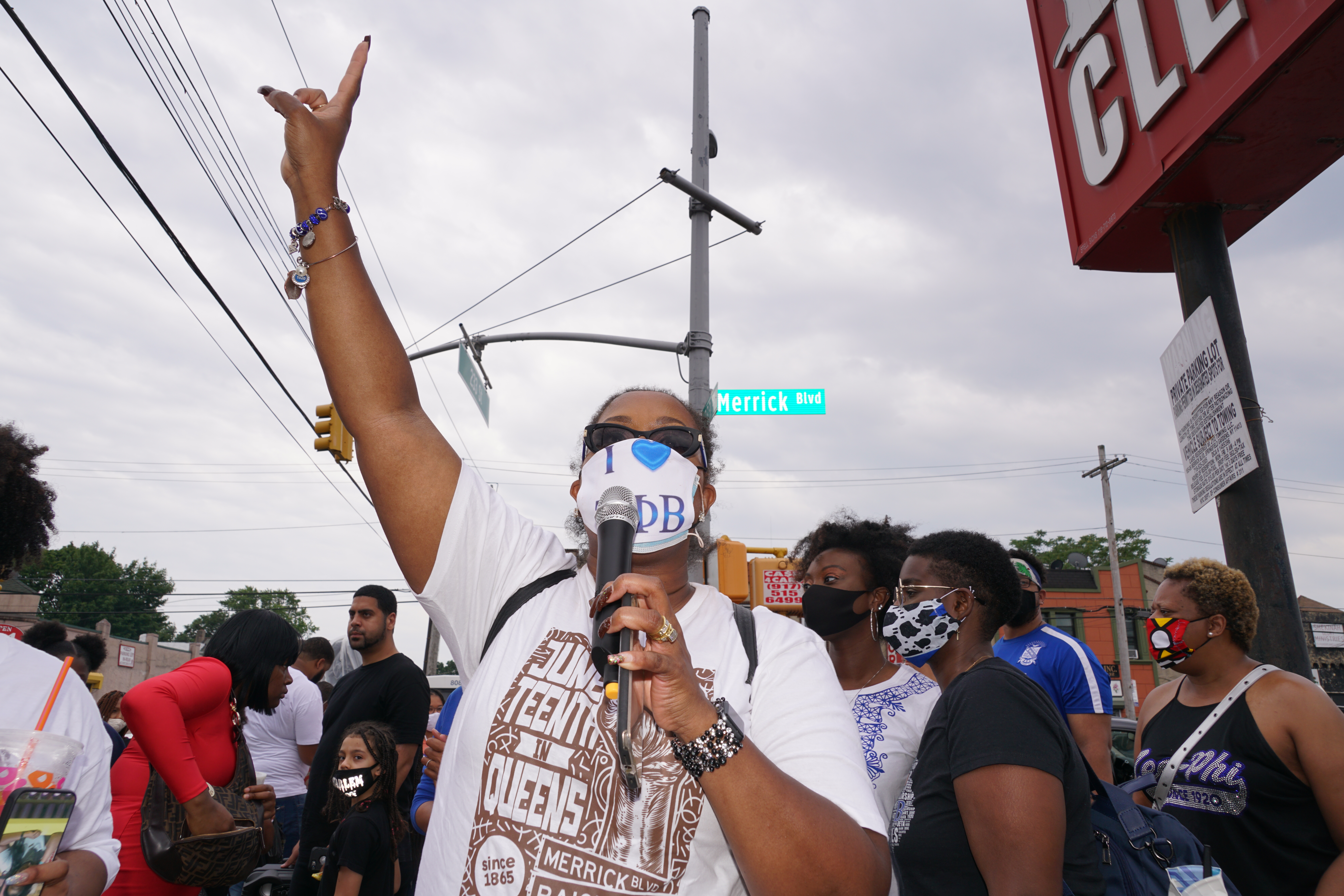 Queens demonstrators call for an end to police brutality during Jackson
