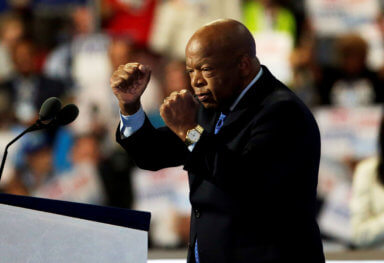 FILE PHOTO:  John Lewis takes the podium during the Democratic National Convention in Philadelphia