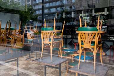 Reflection of a restaurant closed due to coronavirus