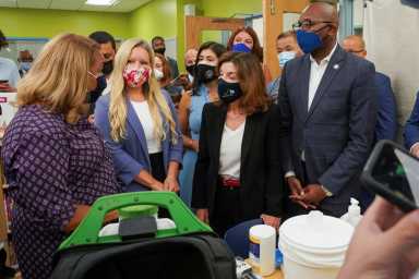 Lieutenant Governor Kathy Hochul tours the Louis Armstrong New York City Public School 143