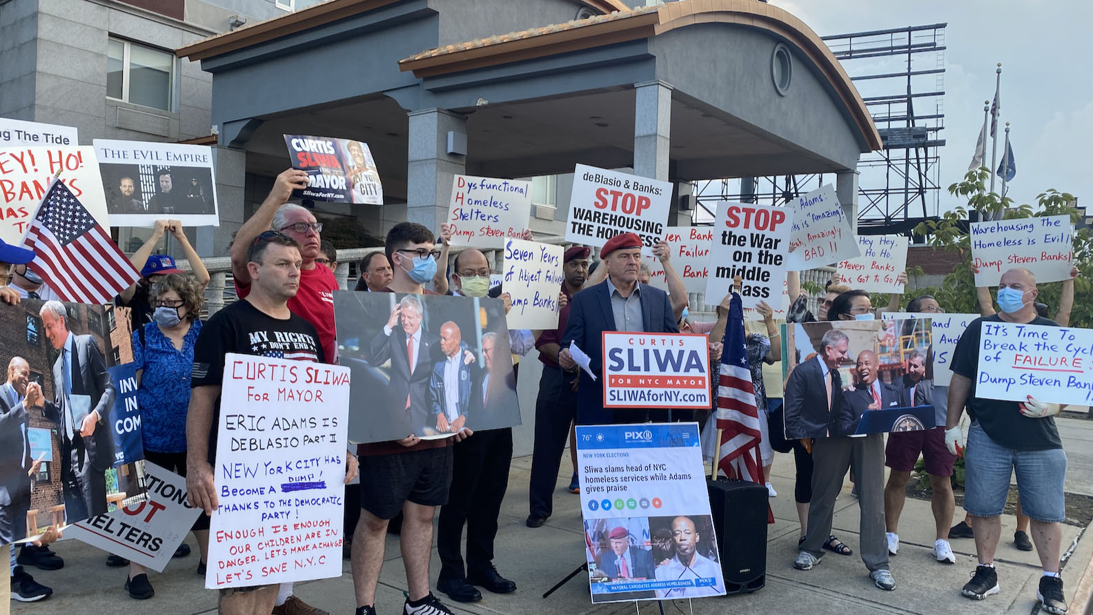 Sliwa Leads Maspeth Protest Against Homeless Shelters In Nyc 