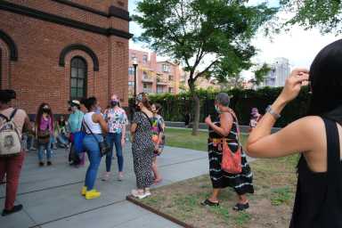 artists visitors gathered Chiejina at center SEQAA OUT FRONT 24_7 FTH