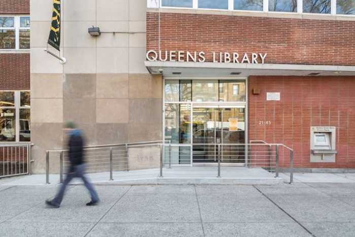 The main entrance to QPL's Steinway location. Photo via QPL.