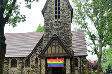 Forest Hills church Pride flag