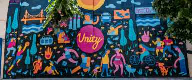 Blue Bus Project mural in Hunter's Point