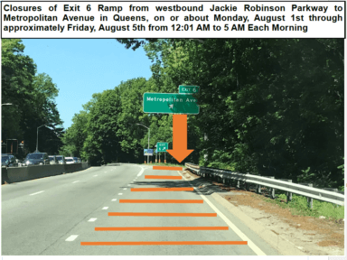 Exit 6 Jackie Robinson Parkway closure