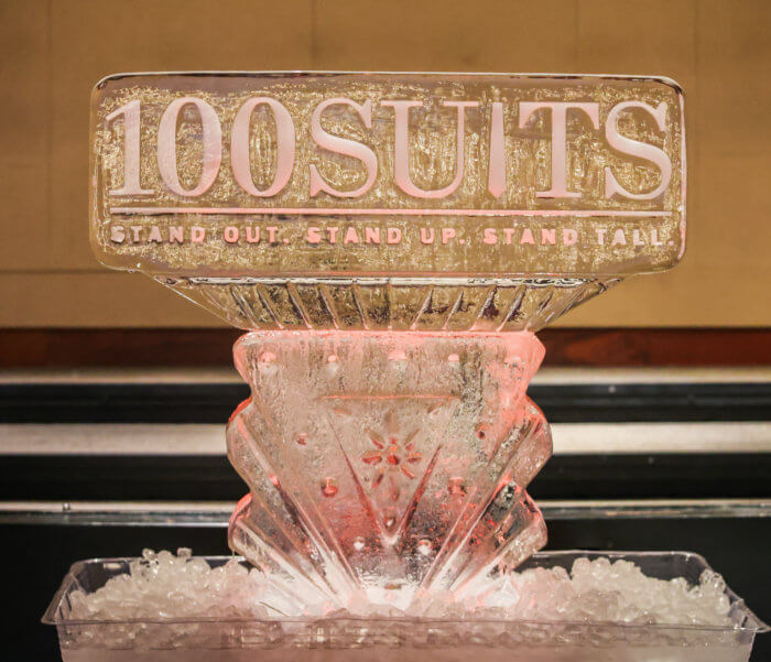 A '100 Suits' ice sculpture 100 Suits for Men