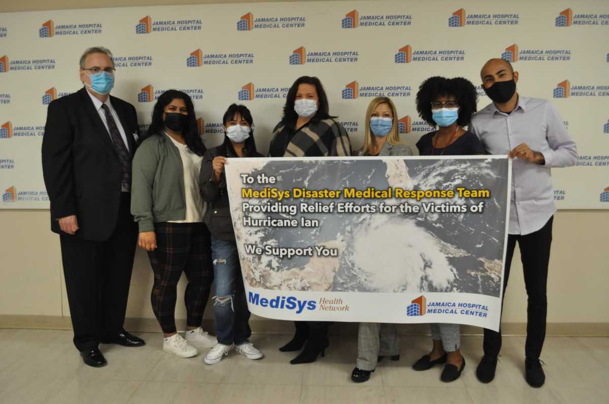A team of healthcare workers at Jamaica Hospital