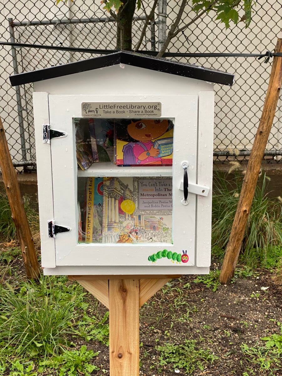 A little free library with books