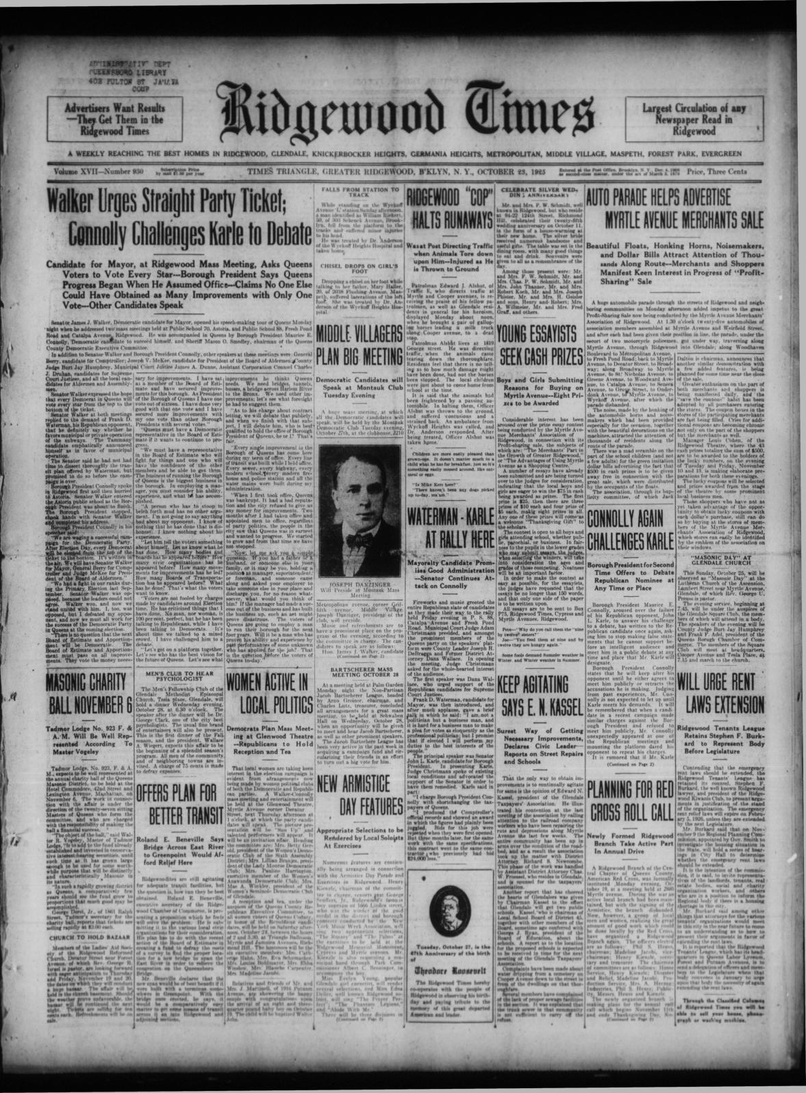 Ridgewood Times October 23, 1925