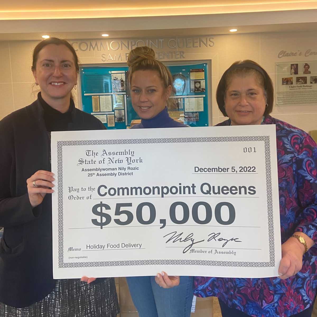 2022-12-5 Rozic Announces Holiday Investment in Commonpoint Queens