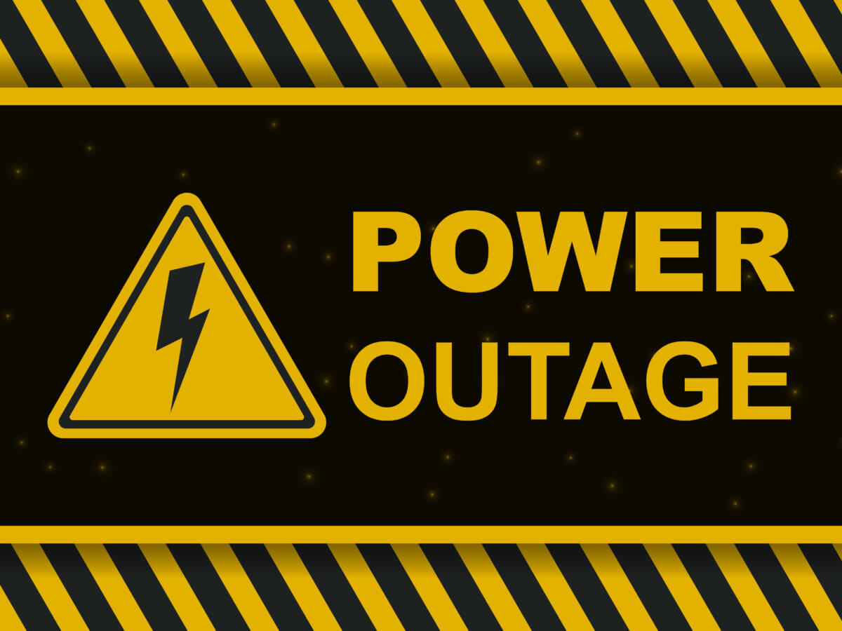 Power outage warning banner.